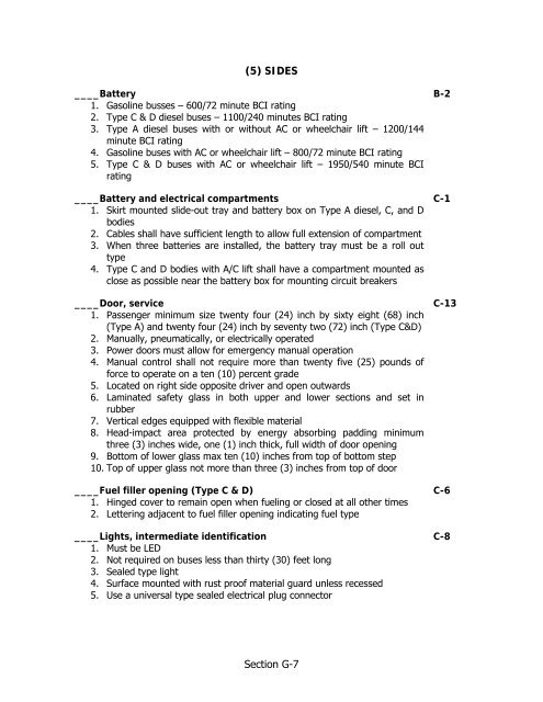 School Bus Specifications - Texas Department of Public Safety