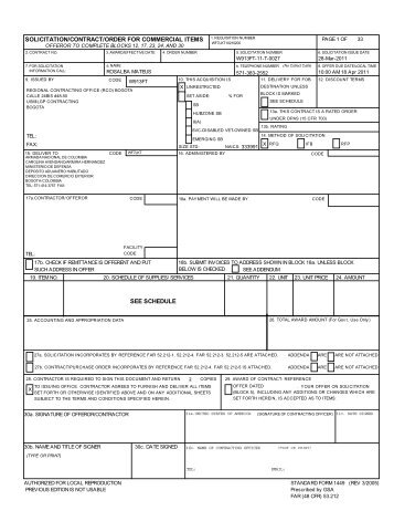 see schedule solicitation/contract/order for commercial items