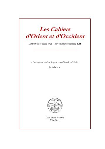 Les Cahiers d'Orient et d'Occident - Edition.moncelon.com - D'Orient ...