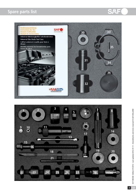 Instructions for use Universal Disc Brake Tool Case - saf-holland