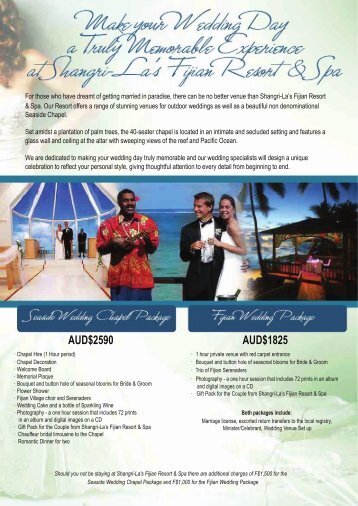 information on this special - Fiji Wedding Packages
