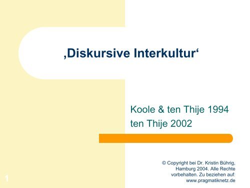 Diskursive Interkultur - Pragmatiknetz