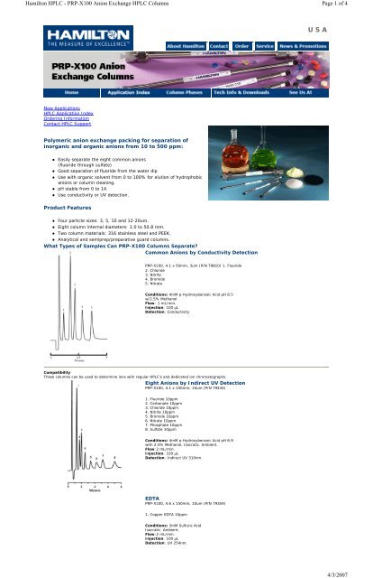 PRP-X100 Anion Exchange HPLC Columns 4/3/2007 - Western ...