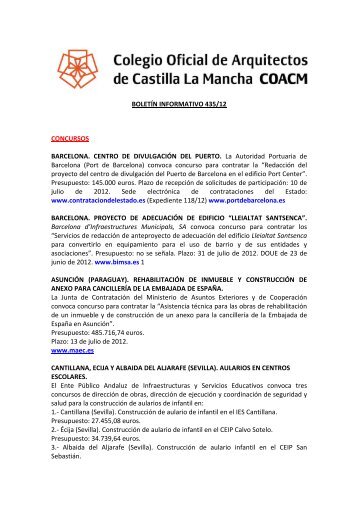 BoletÃ­n Informativo 435 - Colegio Oficial de Arquitectos de Castilla ...