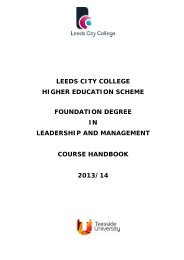 Course Handbook FdA Leadership and Management 2013-14