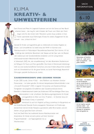 KLIMA KREATIV- & UMWELTFERIEN - Forum Umweltbildung
