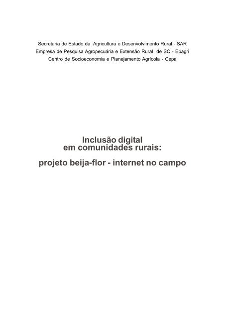 projeto beija-flor - Cepa - Governo do Estado de Santa Catarina