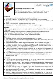 Getting ready for Secondary School This information sheet aims to ...