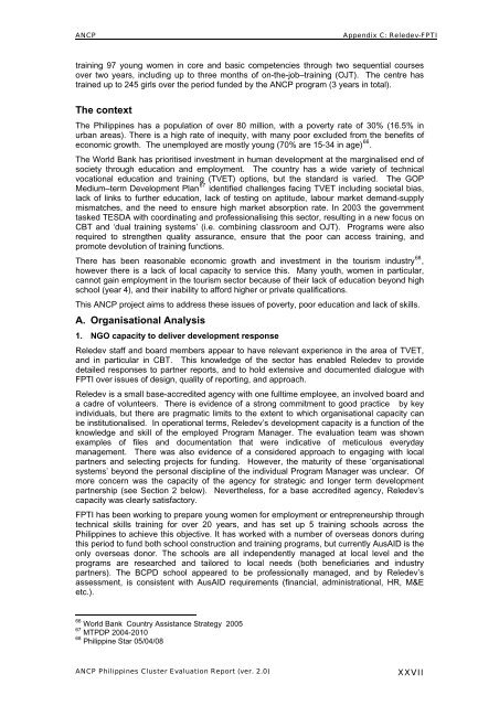 ANCP Philippines Cluster Evaluation Report - AusAID