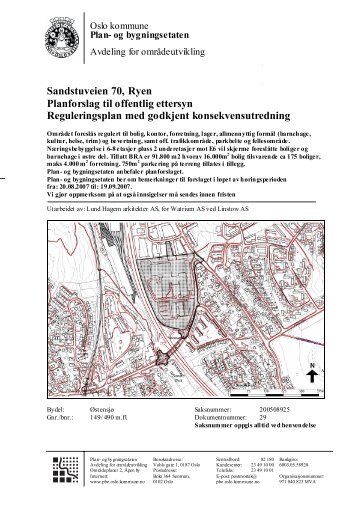 Sandstuveien 70, Ryen Planforslag til offentlig ettersyn ...
