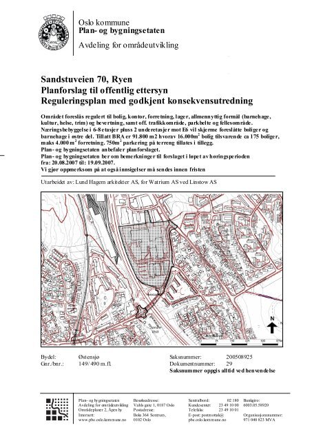Sandstuveien 70, Ryen Planforslag til offentlig ettersyn ...