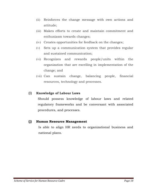 Scheme of Service for Human Resource Cadre