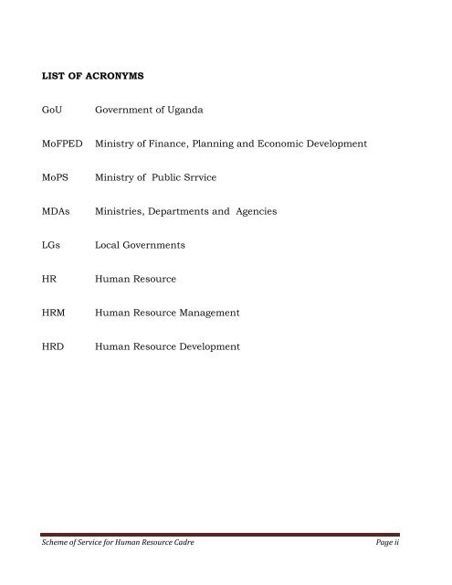 Scheme of Service for Human Resource Cadre