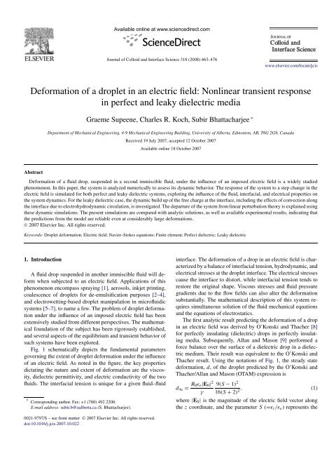 Deformation of a droplet in an electric field: Nonlinear transient ...