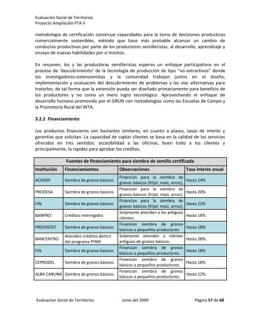 Evaluacion Social de Territorios Ampliacion PTA II - magfor