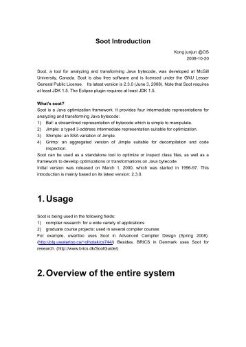 1. Usage 2. Overview of the entire system