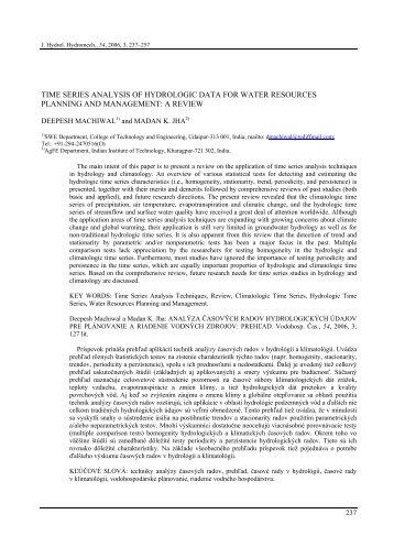 TIME SERIES ANALYSIS OF HYDROLOGIC DATA FOR WATER ...