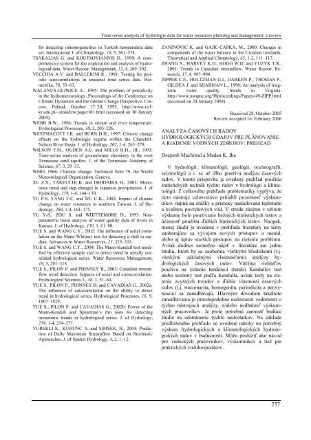 TIME SERIES ANALYSIS OF HYDROLOGIC DATA FOR WATER ...