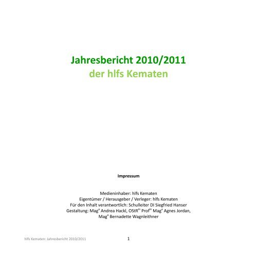 2010/2011 - HÃ¶here Bundeslehranstalt fÃ¼r Land- und ...