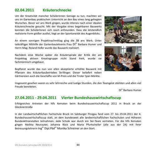 2010/2011 - HÃ¶here Bundeslehranstalt fÃ¼r Land- und ...