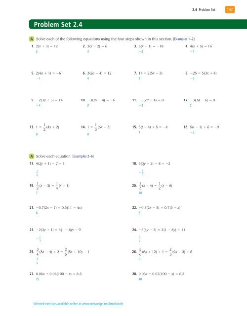 Linear Equations and Inequalities - XYZ Custom Plus