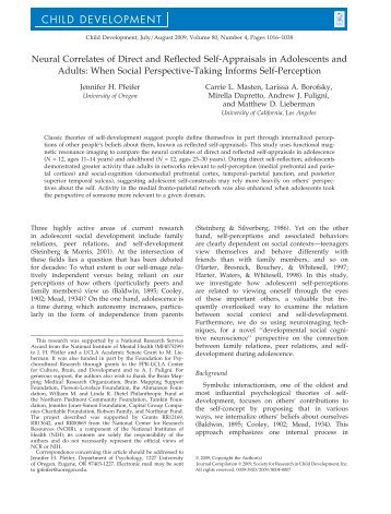 Neural Correlates of Direct and Reflected Self-Appraisals - Social ...