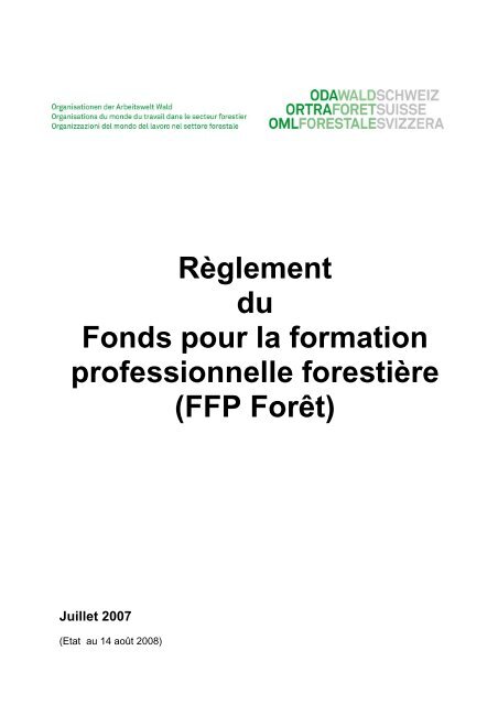 Règlement du Fonds pour la formation professionnelle ... - Codoc