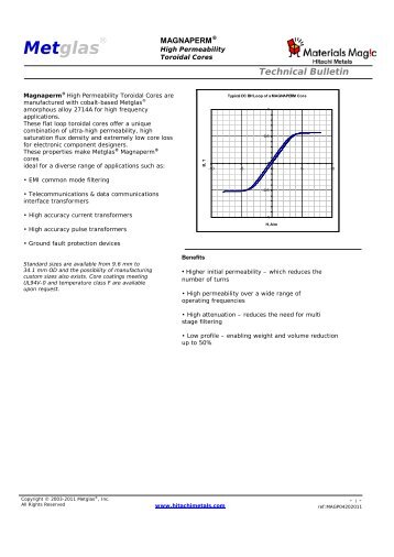 MAGNAPERM Technical Bulletin - Hitachi Metals America, Ltd.