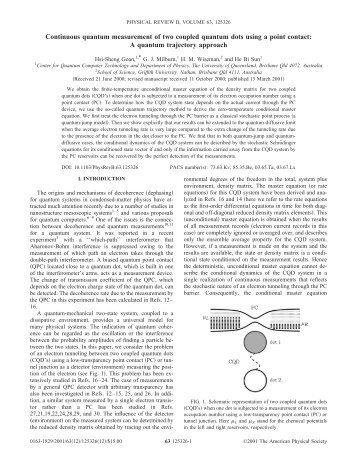 Continuous quantum measurement of two coupled quantum dots ...