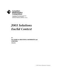 2003 Solutions Euclid Contest - CEMC - University of Waterloo