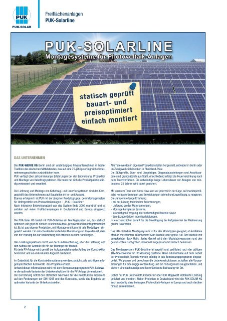 Katalog herunterladen - puk-solar gmbh & co. kg