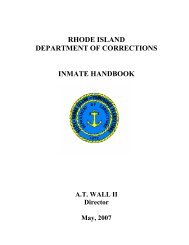 Inmate Handbook - Rhode Island Department of Corrections