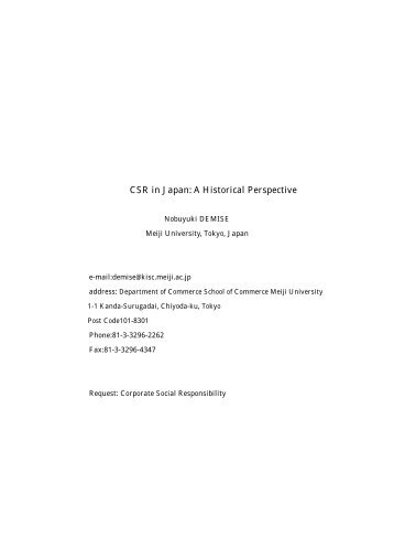 CSR in Japan: A Historical Perspective - CSR WeltWeit