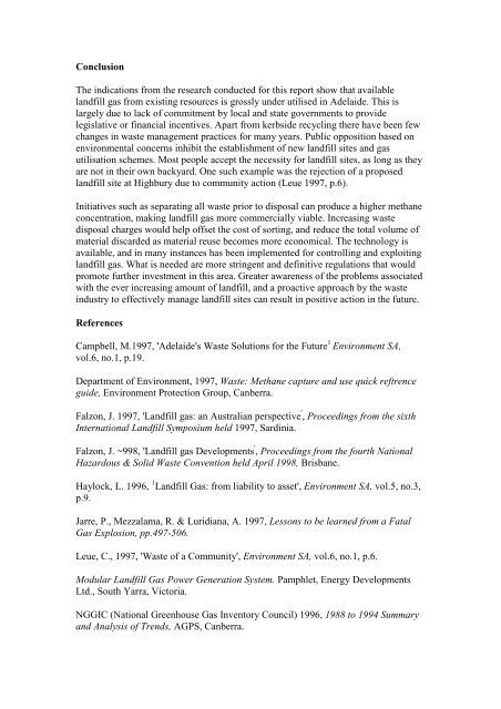 Recovery and Use of Landfill Gas in Adelaide, South Australia