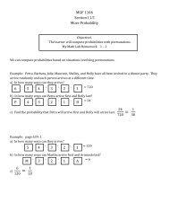 MGF 1106 Section11.5 More Probability 6 5 4 3 2 1 P 4 3 2 1 H 5 4 3 ...