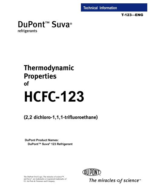 Thermodynamic Properties of HCFC-123 Refrigerant - DuPont