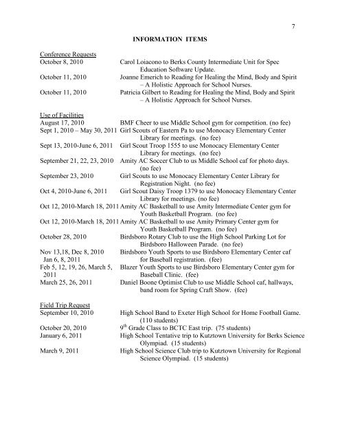 09-27-10 School Board Agenda - Daniel Boone Area School District