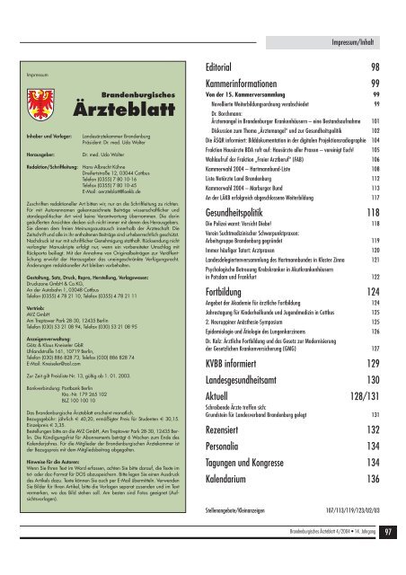 Ausgabe April 2004 - Landesärztekammer Brandenburg