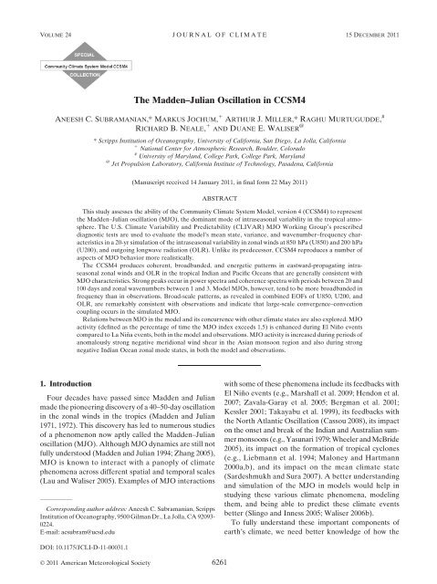 The MaddenâJulian Oscillation in CCSM4