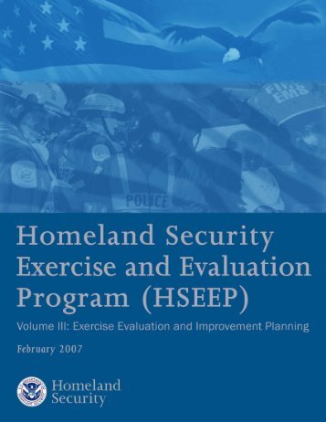 HSEEP Volume III: Exercise Evaluation and Improvement Planning