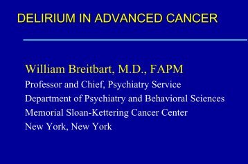 delirium in the cancer patient - Department of Pain Medicine and ...