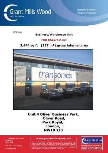 Unit 4 Oliver Business Park, Oliver Road, Park ... - Grant Mills Wood