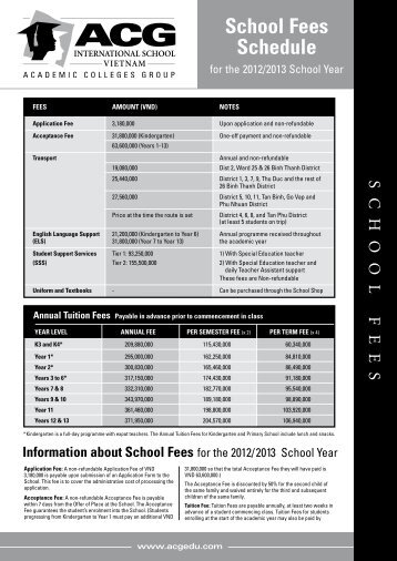 School Fees Schedule