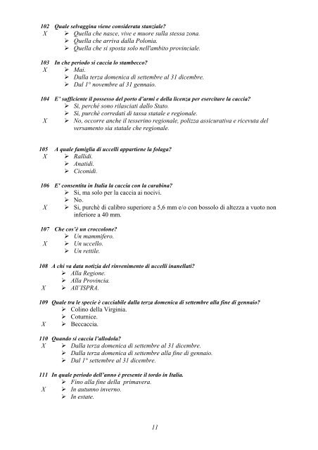 Soluzioni dei quiz a risposta multipla - Provincia di Avellino