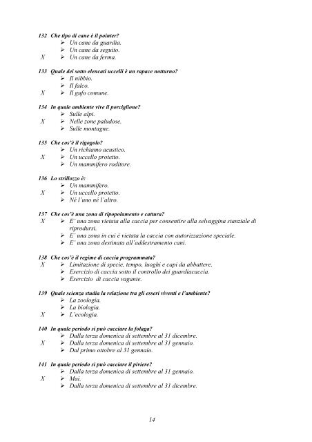 Soluzioni dei quiz a risposta multipla - Provincia di Avellino