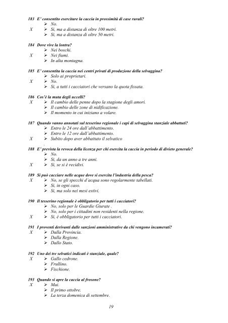 Soluzioni dei quiz a risposta multipla - Provincia di Avellino