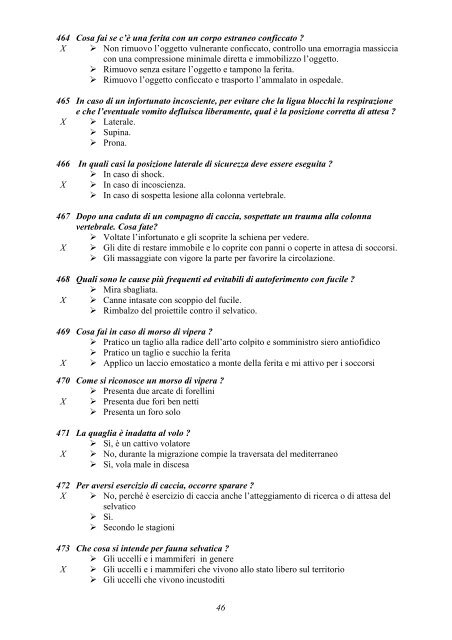 Soluzioni dei quiz a risposta multipla - Provincia di Avellino