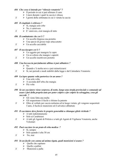 Soluzioni dei quiz a risposta multipla - Provincia di Avellino