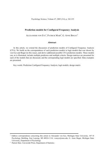 Prediction models for Configural Frequency Analysis