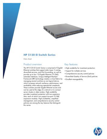 HP 5120 EI Switch Series - HP Networking